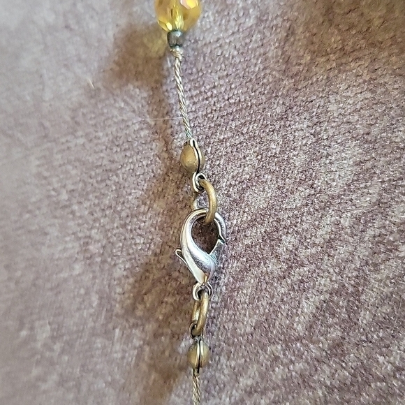 PREMIER DESIGNS Amber Foil Lampwork Glass Bead Chain Station Necklace - Picture 8 of 10